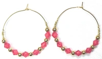 NIBRAS Red Tyre-Cut Crystal Seed Hoop Earrings - B09JMZ11K3, 6 gm, 4cm x 4cm x 1cm